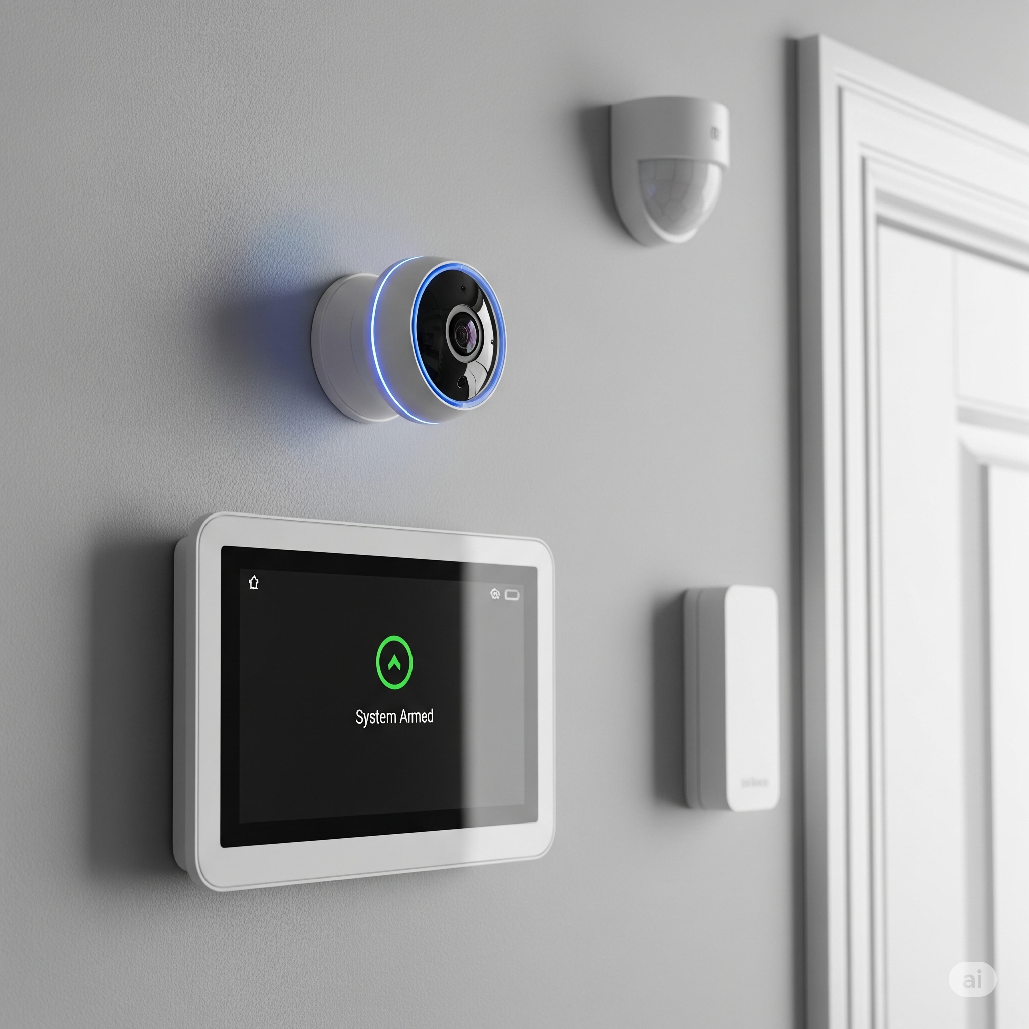 Teclado de alarma siendo armado