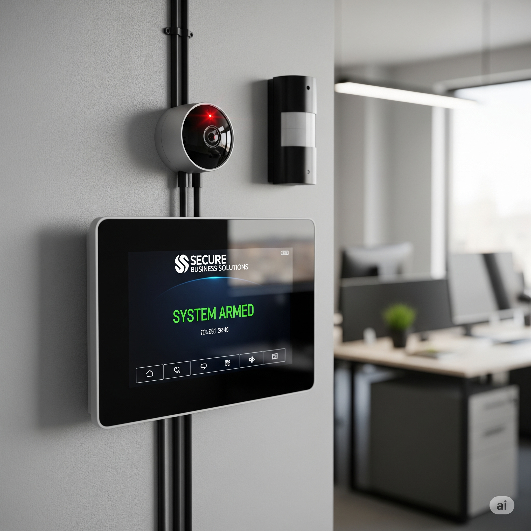 Panel de alarma cableado con sensores perimetrales